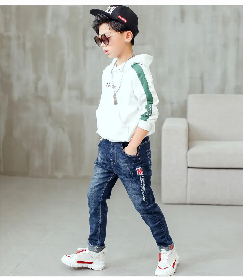 Children's Jeans, Boys' Pants, Spring and Autumn Children's Clothing, Front and Back Real Pockets, Medium and Large Children's Washed Trousers Manufacturer Wholesale — feature 16