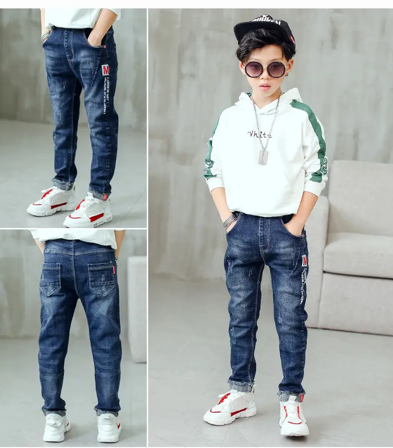 Children's Jeans, Boys' Pants, Spring and Autumn Children's Clothing, Front and Back Real Pockets, Medium and Large Children's Washed Trousers Manufacturer Wholesale — feature 17