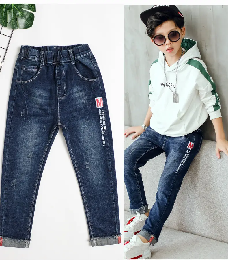 Children's Jeans, Boys' Pants, Spring and Autumn Children's Clothing, Front and Back Real Pockets, Medium and Large Children's Washed Trousers Manufacturer Wholesale — feature 18