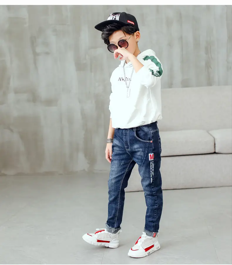 Children's Jeans, Boys' Pants, Spring and Autumn Children's Clothing, Front and Back Real Pockets, Medium and Large Children's Washed Trousers Manufacturer Wholesale — feature 19