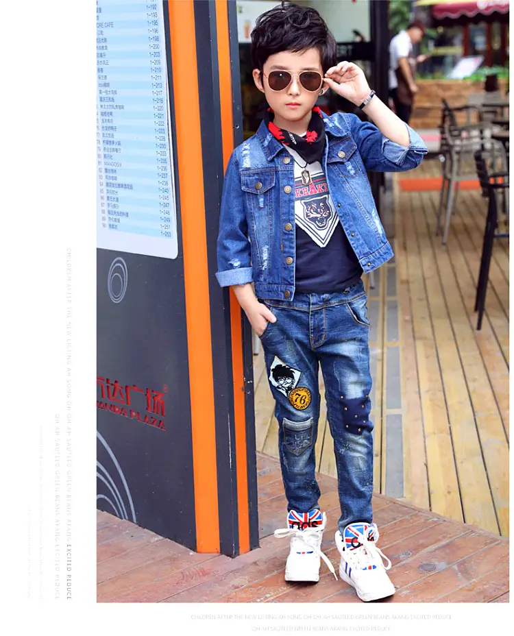 Children's Jeans, Boys' Pants, Spring and Autumn Children's Clothing, Front and Back Real Pockets, Medium and Large Children's Washed Trousers Manufacturer Wholesale — feature 2