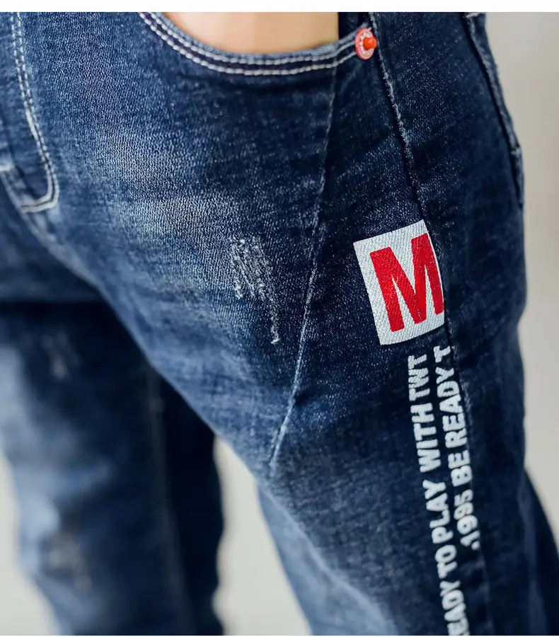 Children's Jeans, Boys' Pants, Spring and Autumn Children's Clothing, Front and Back Real Pockets, Medium and Large Children's Washed Trousers Manufacturer Wholesale — feature 20