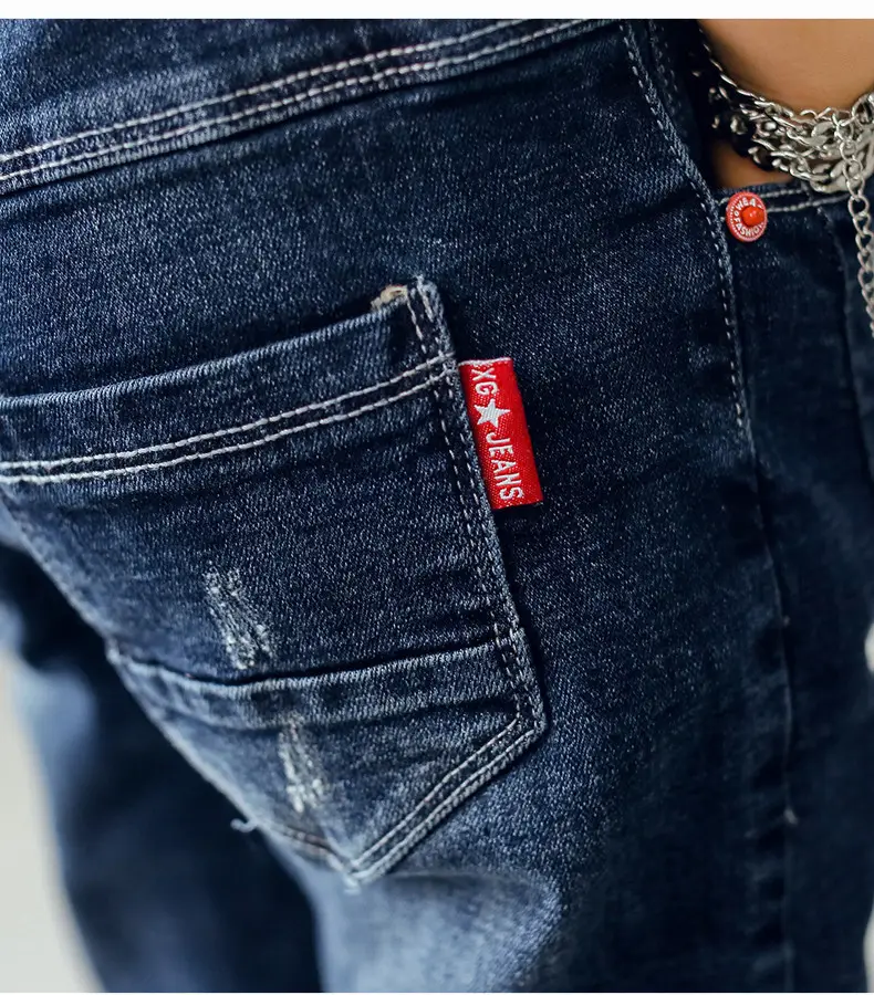 Children's Jeans, Boys' Pants, Spring and Autumn Children's Clothing, Front and Back Real Pockets, Medium and Large Children's Washed Trousers Manufacturer Wholesale — feature 21