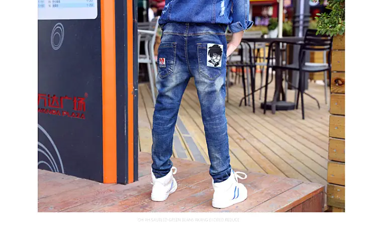 Children's Jeans, Boys' Pants, Spring and Autumn Children's Clothing, Front and Back Real Pockets, Medium and Large Children's Washed Trousers Manufacturer Wholesale — feature 5