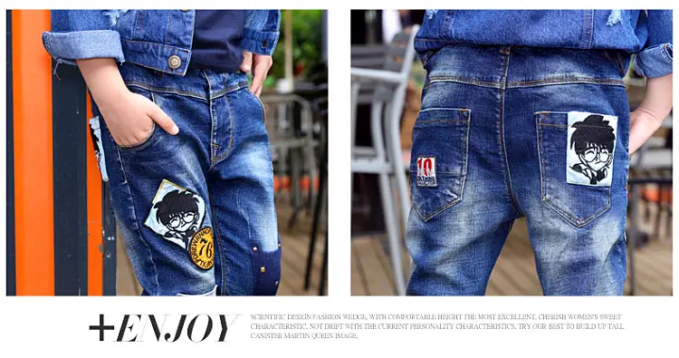 Children's Jeans, Boys' Pants, Spring and Autumn Children's Clothing, Front and Back Real Pockets, Medium and Large Children's Washed Trousers Manufacturer Wholesale — feature 6