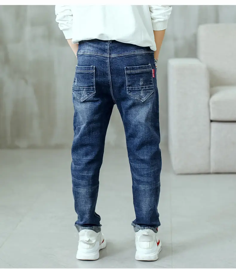 Children's Jeans, Boys' Pants, Spring and Autumn Children's Clothing, Front and Back Real Pockets, Medium and Large Children's Washed Trousers Manufacturer Wholesale — feature 9