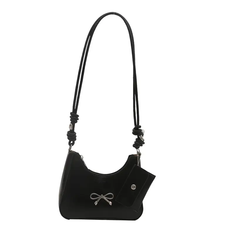 Silver Bow Underarm Bag Women Senmeng