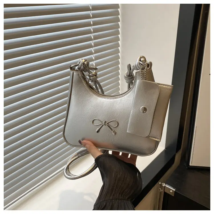 Silver Bow Underarm Bag Women Senmeng — feature 12