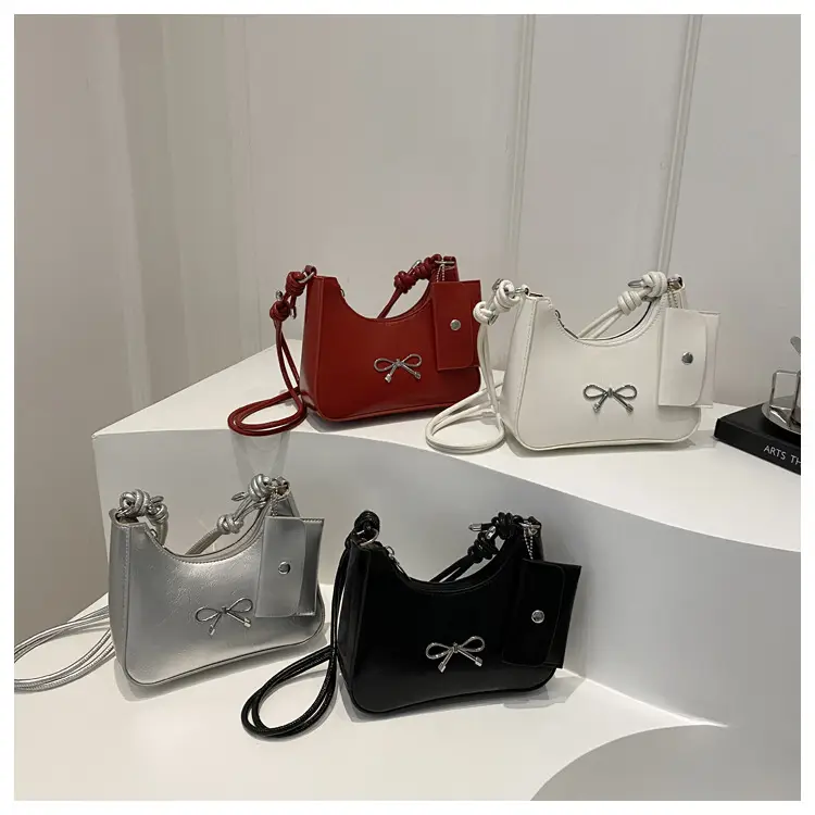 Silver Bow Underarm Bag Women Senmeng — feature 14