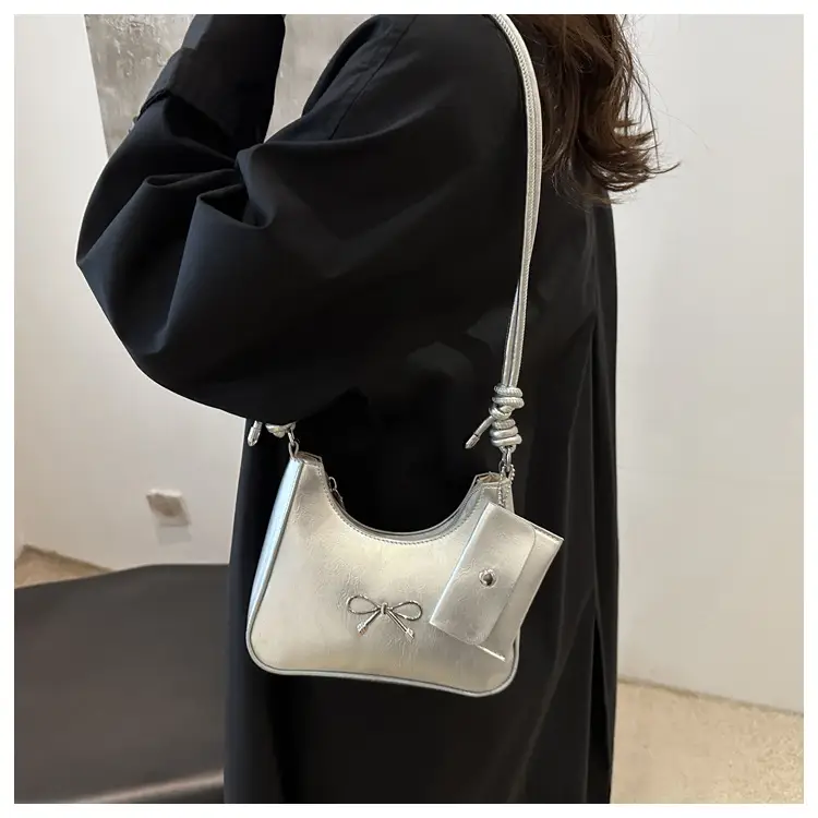 Silver Bow Underarm Bag Women Senmeng — feature 16
