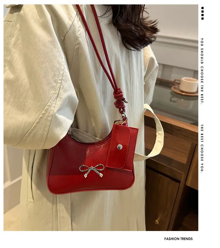 Silver Bow Underarm Bag Women Senmeng — feature 2