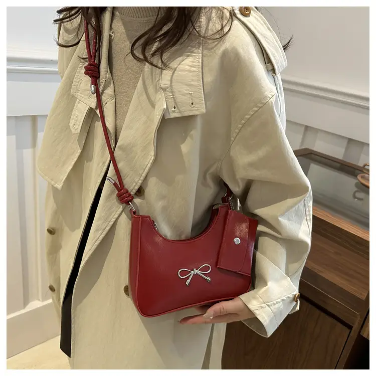 Silver Bow Underarm Bag Women Senmeng — feature 21