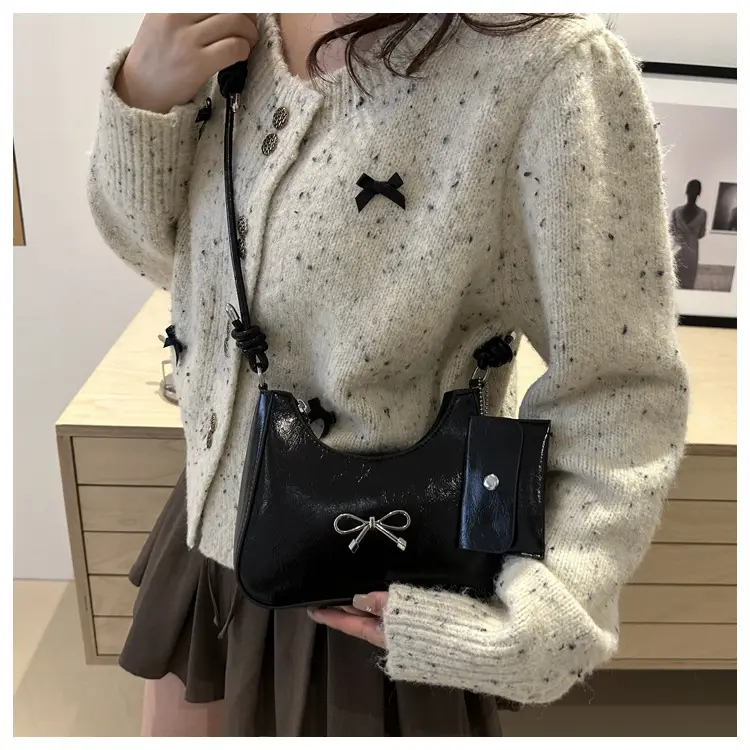 Silver Bow Underarm Bag Women Senmeng — feature 24