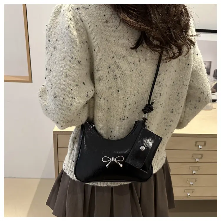 Silver Bow Underarm Bag Women Senmeng — feature 25