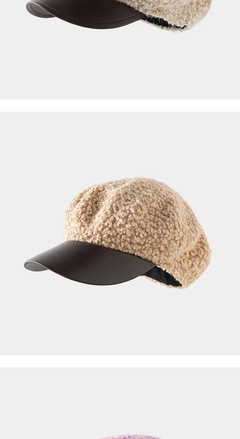 Korean Style PU Leather Brim Beret Women's Hat — feature 7