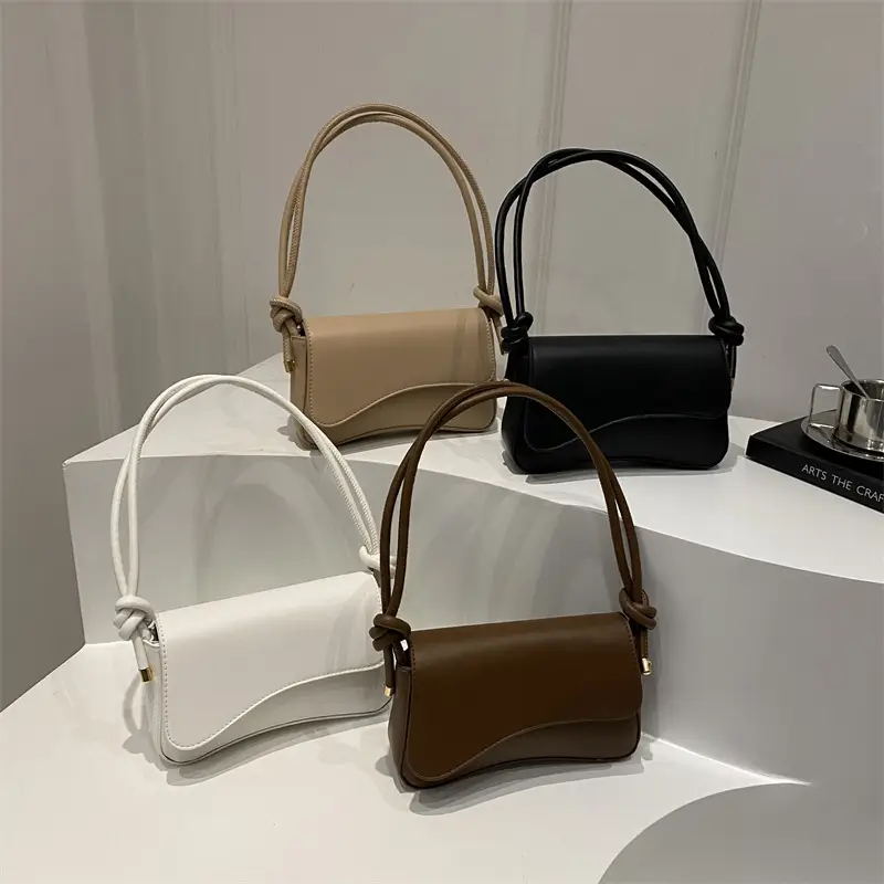 White Magnetic Buckle Shoulder Bag for Women - Image 5