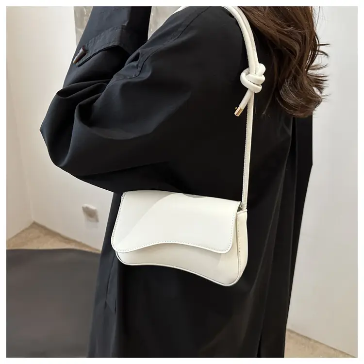 White Magnetic Buckle Shoulder Bag for Women — feature 13