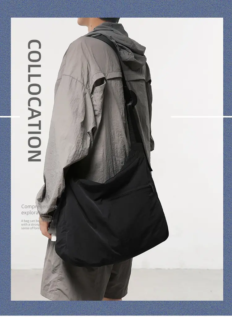 Large Capacity Crossbody Bag for Men Black Japanese Style — feature 1