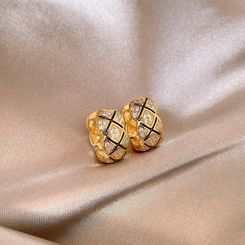 Zircon Leaf Earrings for Women Gold Plated