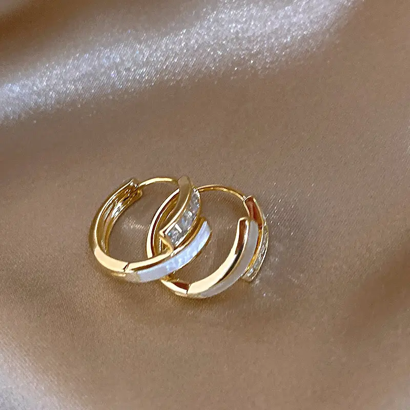 Zircon Leaf Earrings for Women Gold Plated