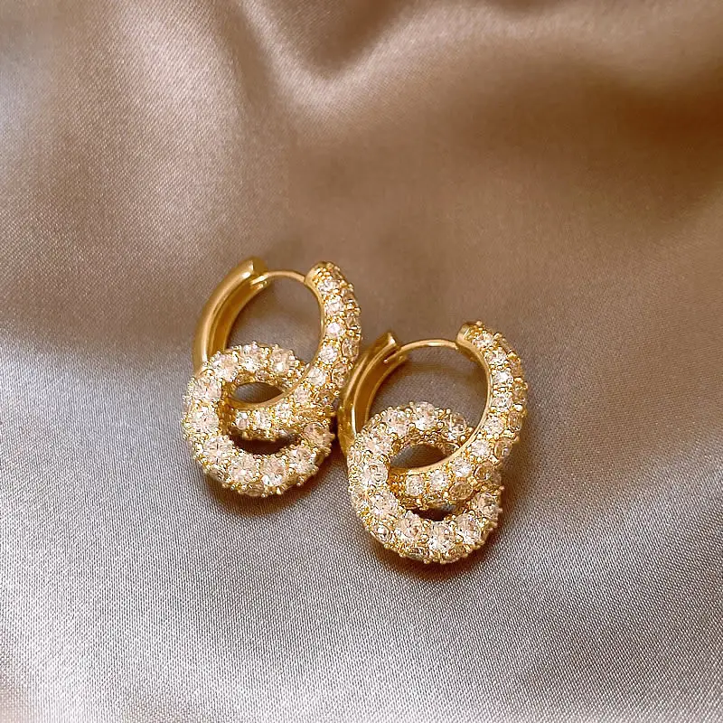 Zircon Leaf Earrings for Women Gold Plated