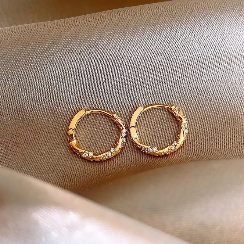 Zircon Leaf Earrings for Women Gold Plated