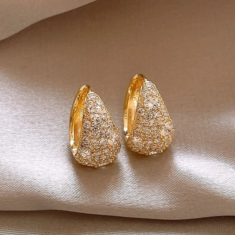 Zircon Leaf Earrings for Women Gold Plated
