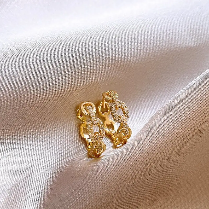 Zircon Leaf Earrings for Women Gold Plated