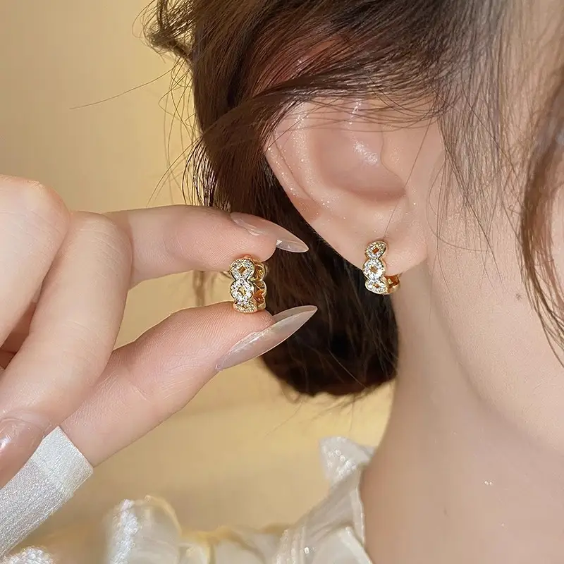 Zircon Leaf Earrings for Women Gold Plated