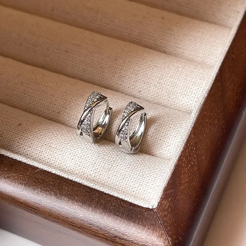 Zircon Leaf Earrings for Women Gold Plated