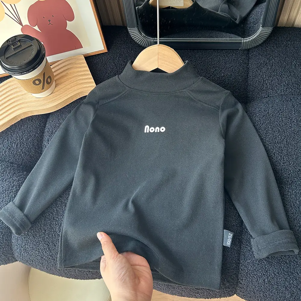 2024 Kids Elastic Long Sleeve T-Shirt Brown - Image 6