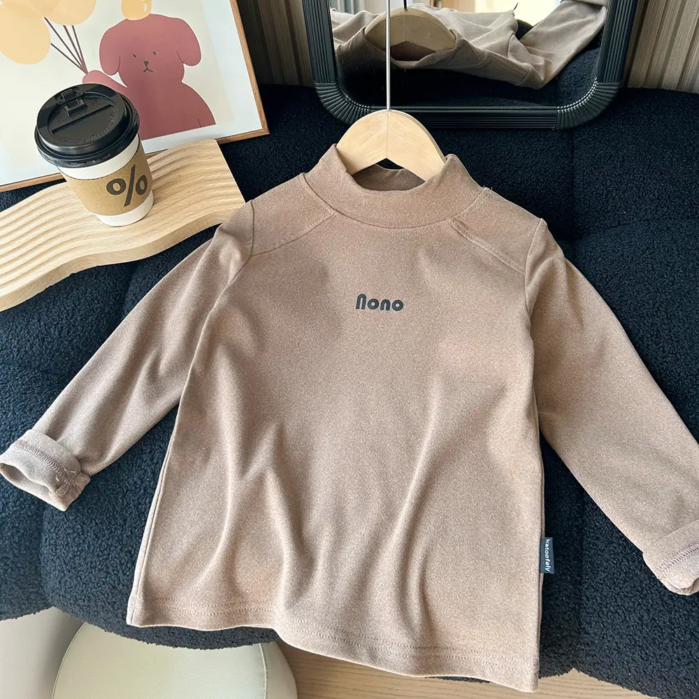 2024 Kids Elastic Long Sleeve T-Shirt Brown - Image 3