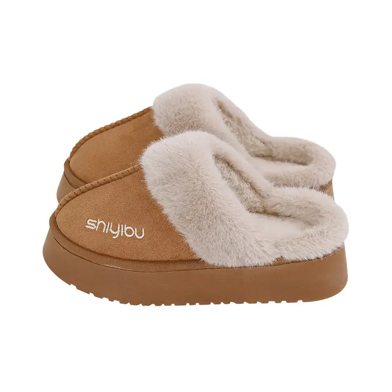 Outdoor cotton slippers women's autumn and winter home couples warm shoes with covered toe autumn and winter outdoor thick-soled slippers men's wholesale - Image 8