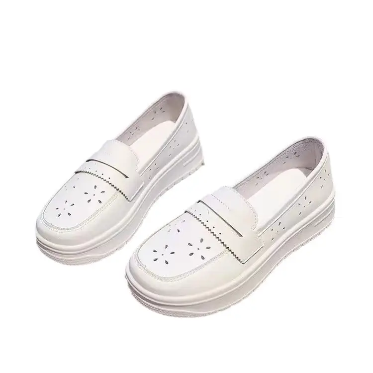 Thick-soled Loafers Women's Spring and Autumn Breathable Slip-on Women's Shoes Non-slip Comfortable Soft-soled White Pregnant Women's Nursing Shoes Single-layer Shoes - Image 5