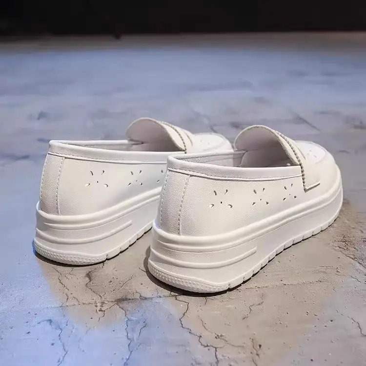 Thick-soled Loafers Women's Spring and Autumn Breathable Slip-on Women's Shoes Non-slip Comfortable Soft-soled White Pregnant Women's Nursing Shoes Single-layer Shoes — feature 3