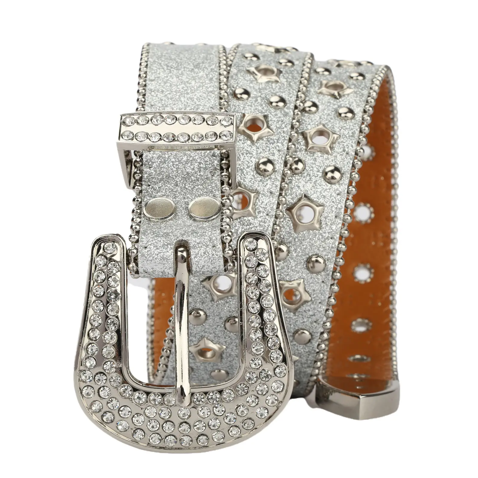 Spicy Women's Rhinestone Belt with Buckle - Image 11