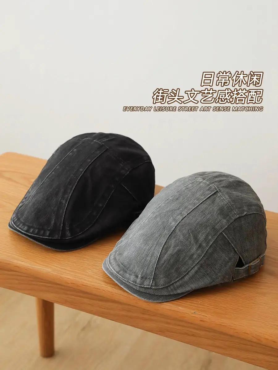 Washed Denim Forward Hat for Women Men Retro Street Style — feature 9