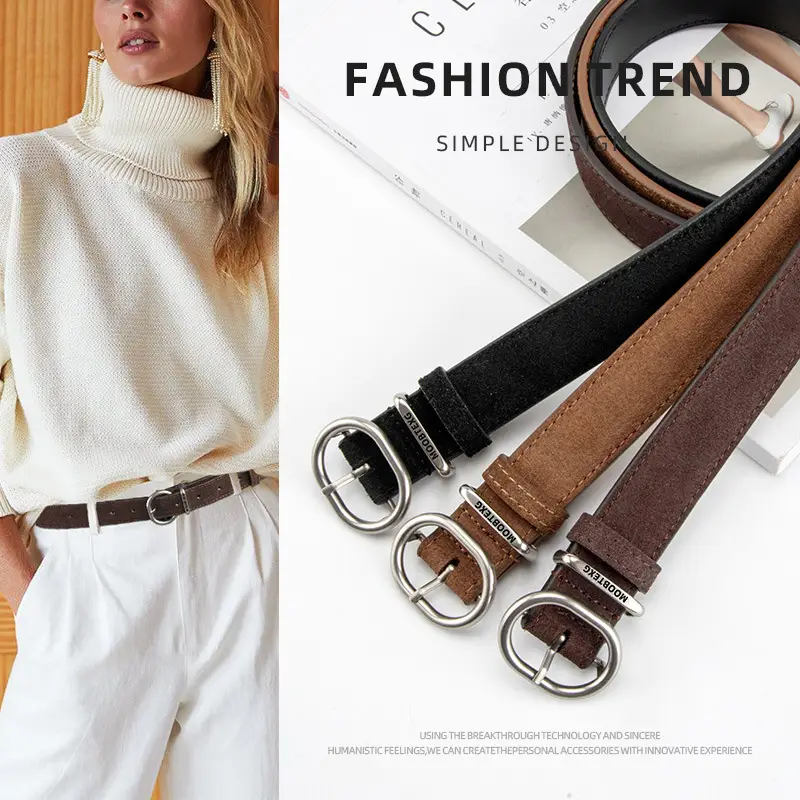 Black Matte Leather Belt with Silver Buckle for Women - Image 12