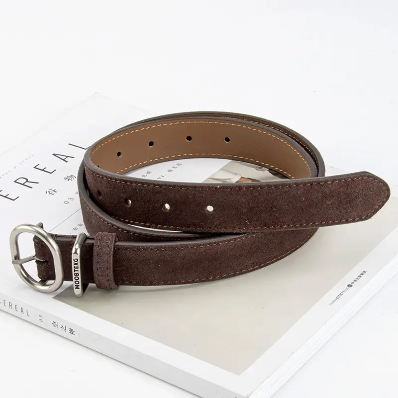 Black Matte Leather Belt with Silver Buckle for Women - Image 14