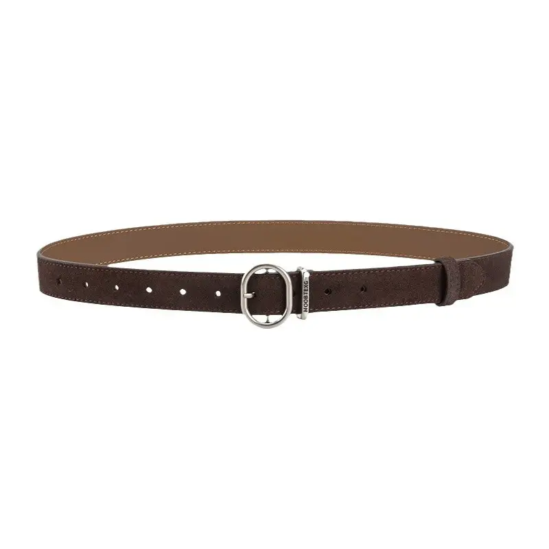 Black Matte Leather Belt with Silver Buckle for Women - Image 16