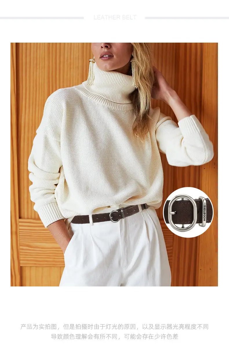 Black Matte Leather Belt with Silver Buckle for Women — feature 1