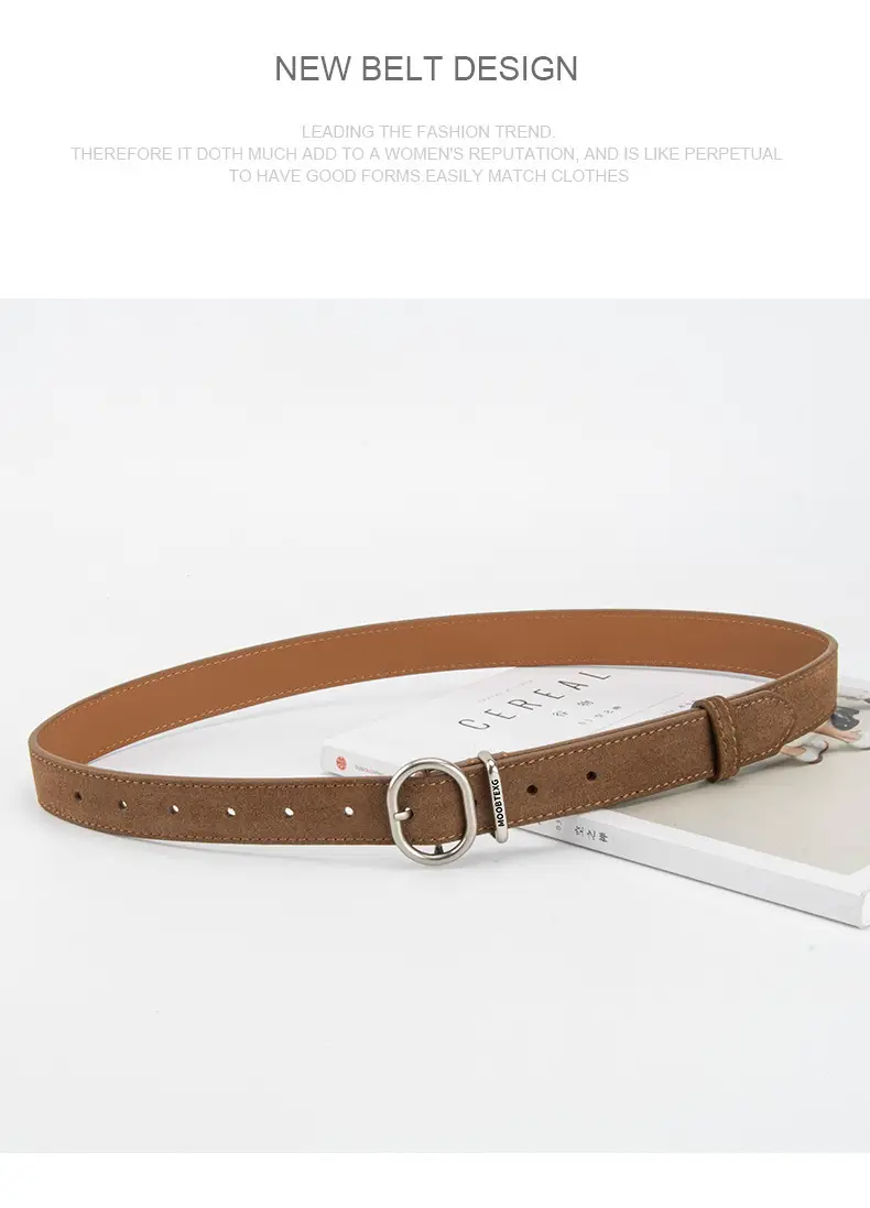 Black Matte Leather Belt with Silver Buckle for Women — feature 10