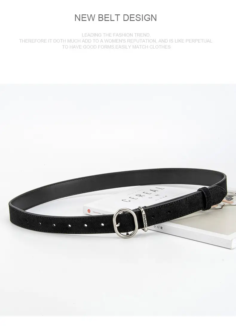 Black Matte Leather Belt with Silver Buckle for Women — feature 11
