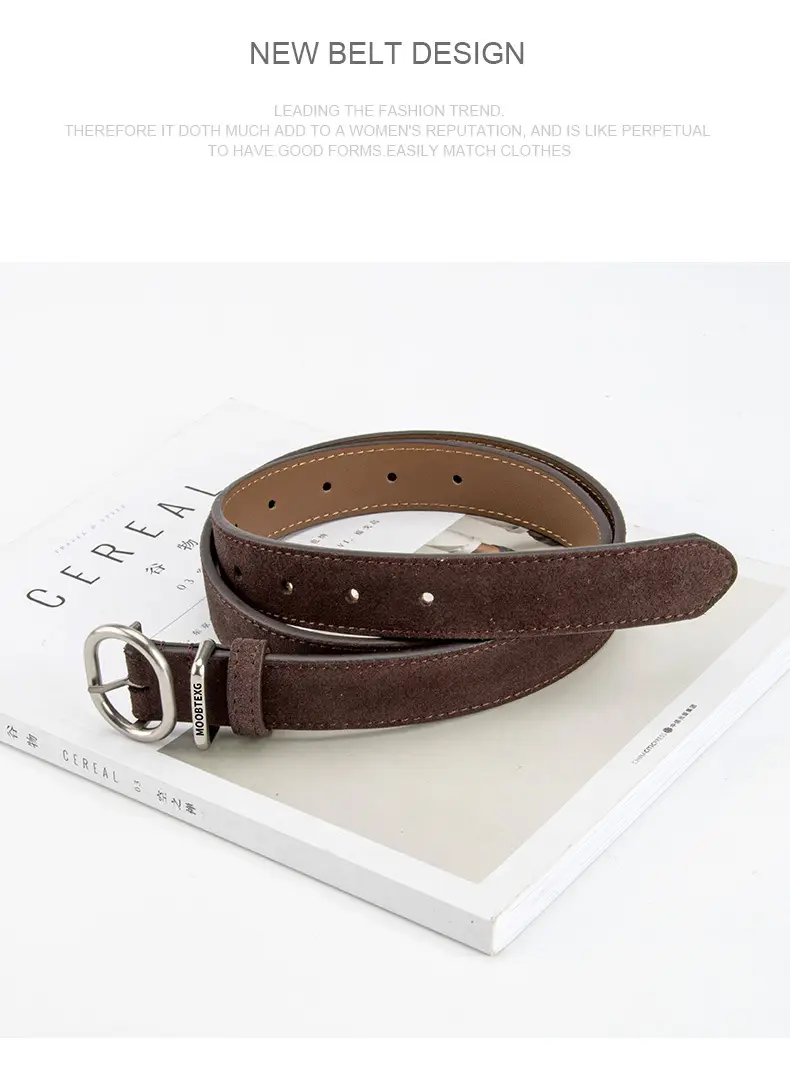 Black Matte Leather Belt with Silver Buckle for Women — feature 14