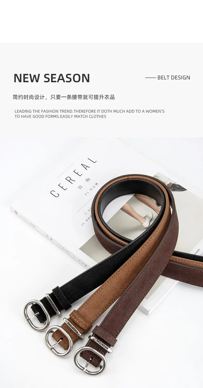 Black Matte Leather Belt with Silver Buckle for Women — feature 4