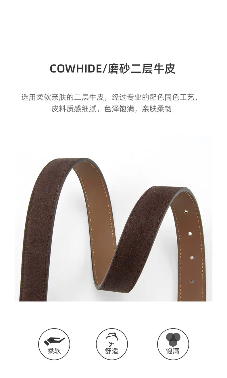 Black Matte Leather Belt with Silver Buckle for Women — feature 5