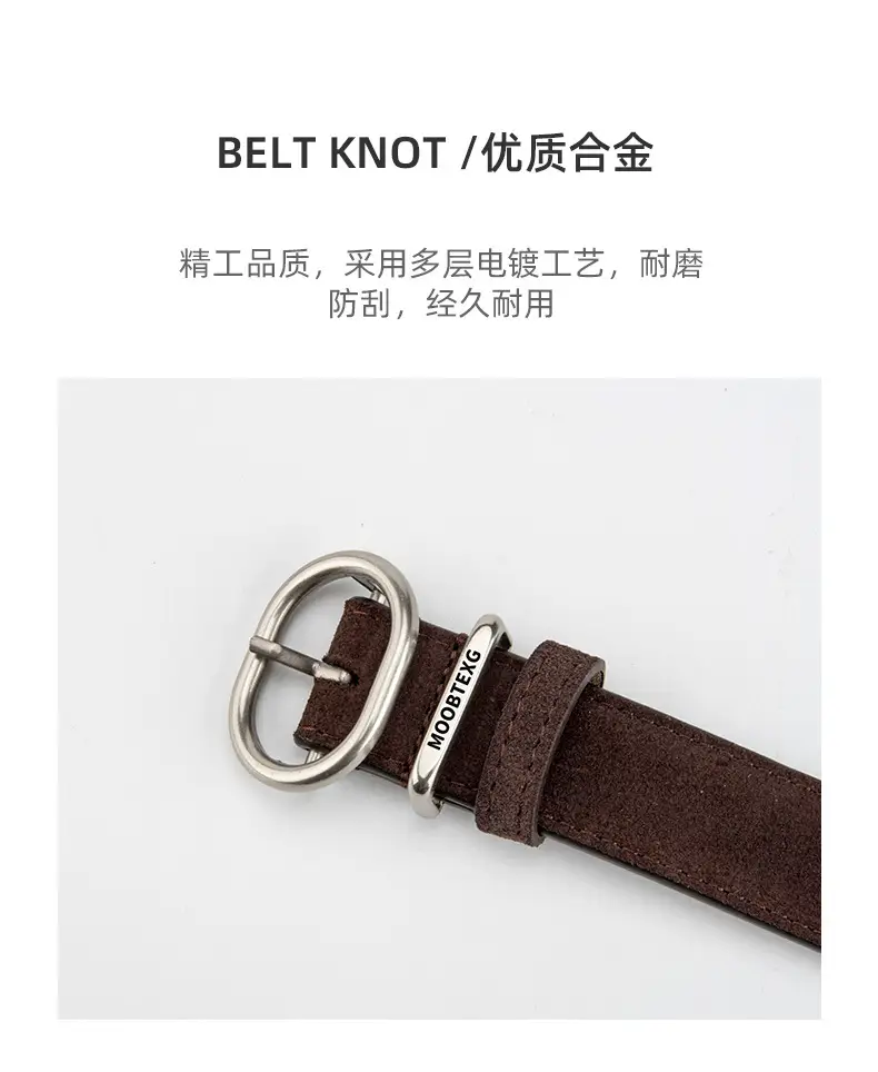 Black Matte Leather Belt with Silver Buckle for Women — feature 6