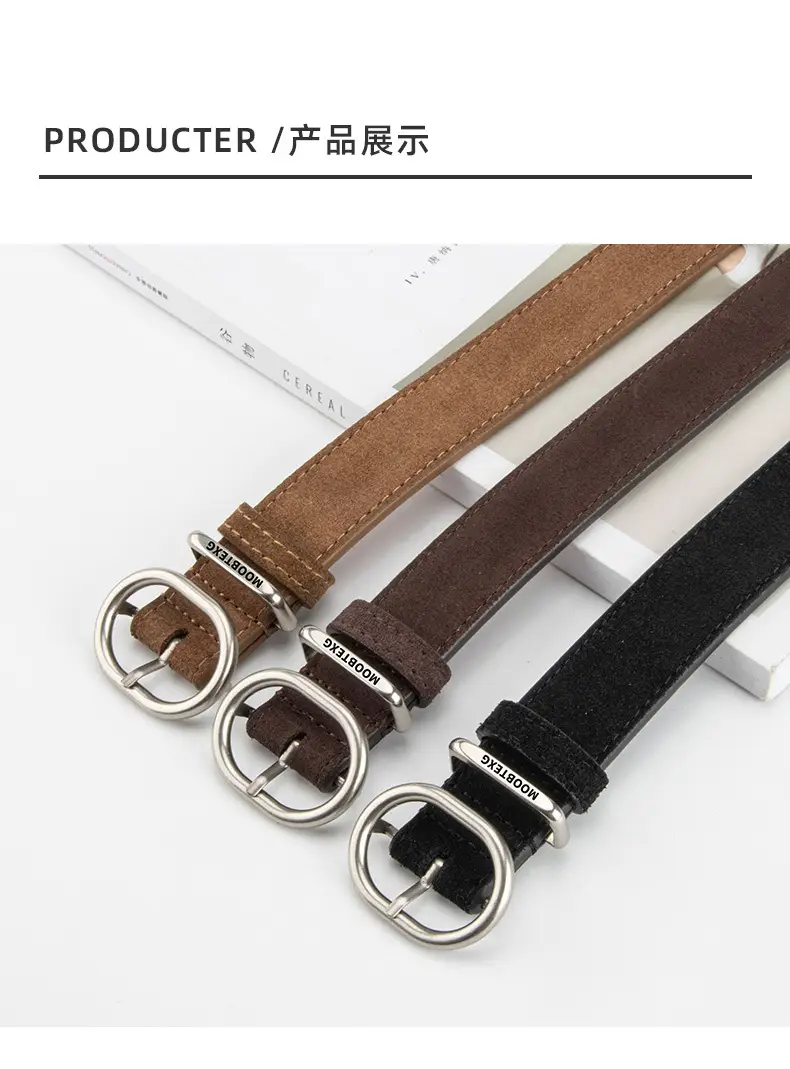 Black Matte Leather Belt with Silver Buckle for Women — feature 9