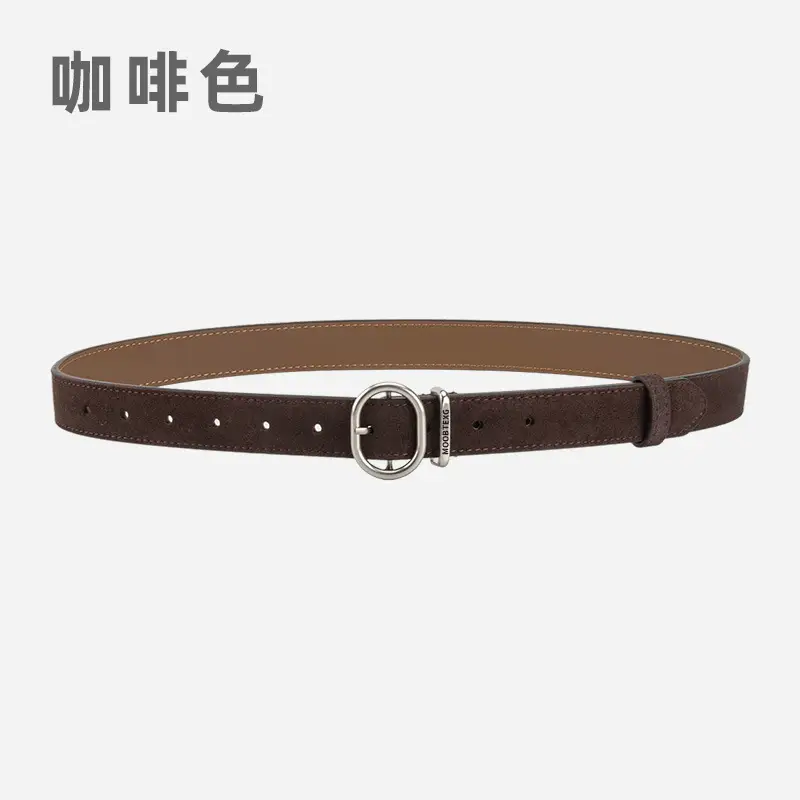 Black Matte Leather Belt with Silver Buckle for Women - Image 5