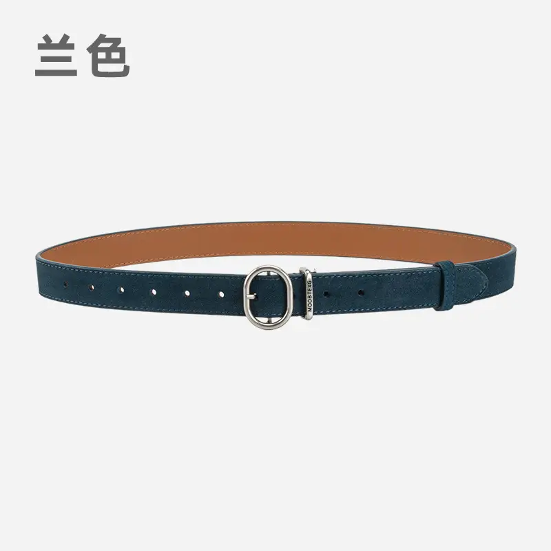 Black Matte Leather Belt with Silver Buckle for Women - Image 6